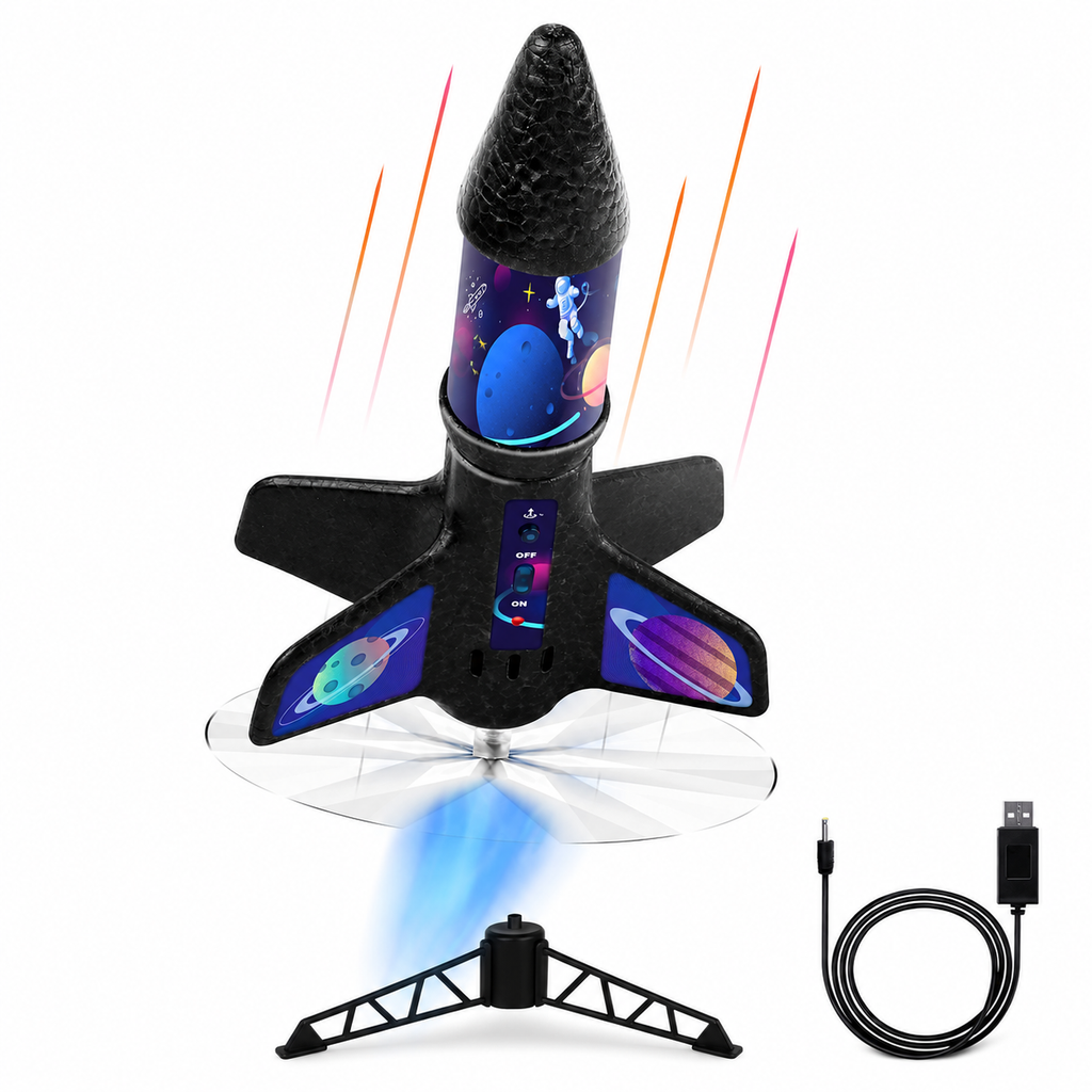 Jump Launch Rocket Set | Foam Air Rocket Activity Toy | Outdoor Running Play Game