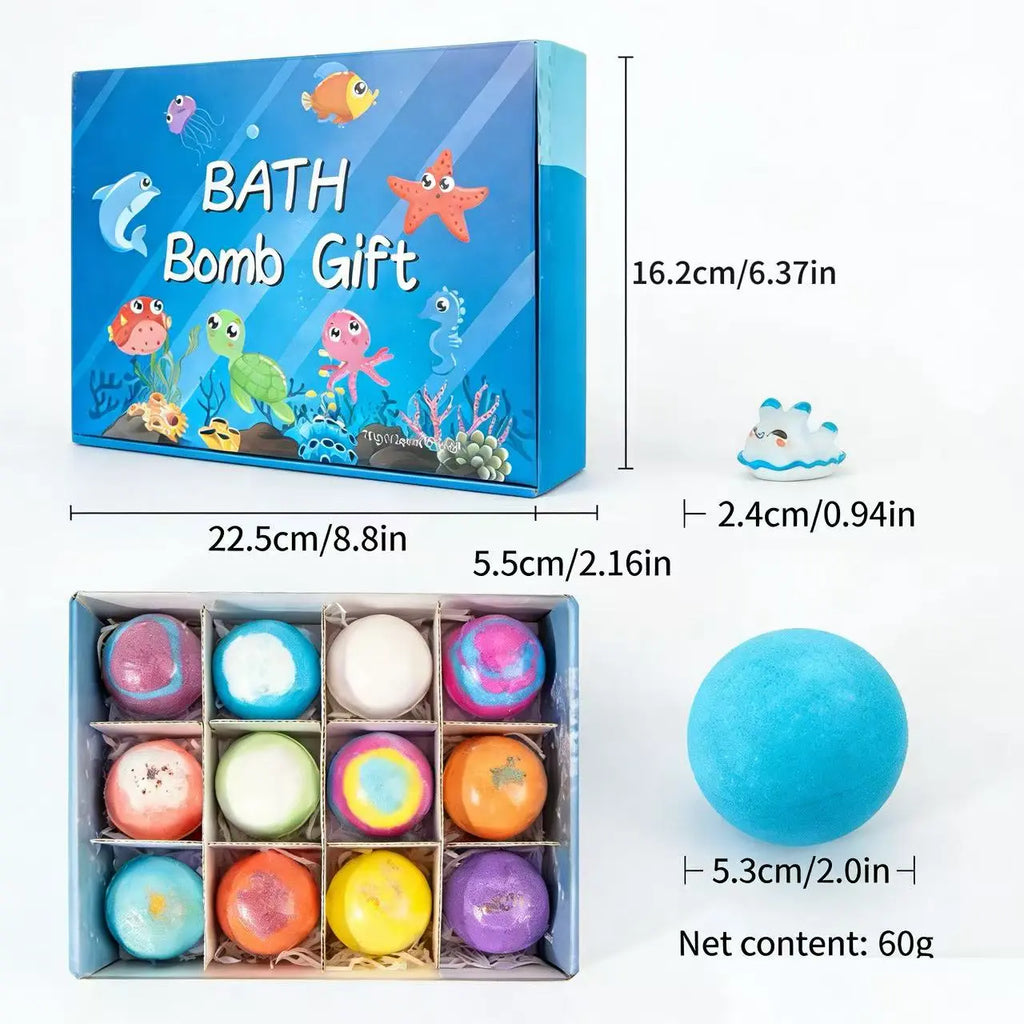 Kids Surprise Bath Bombs | 12-Pack Colorful Bath Fizzies with Hidden Toys