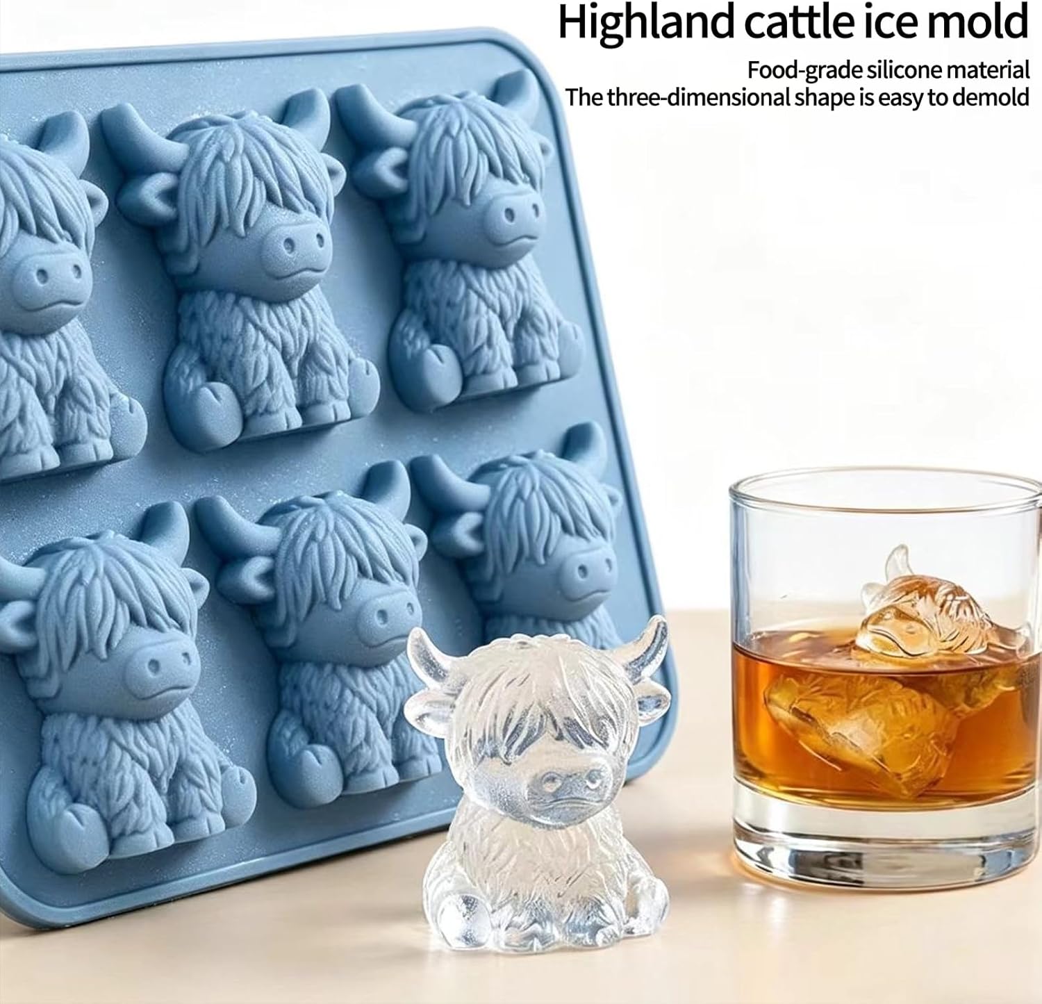 🐮 Highland Cow Ice Cube Tray Set（3-Pack）