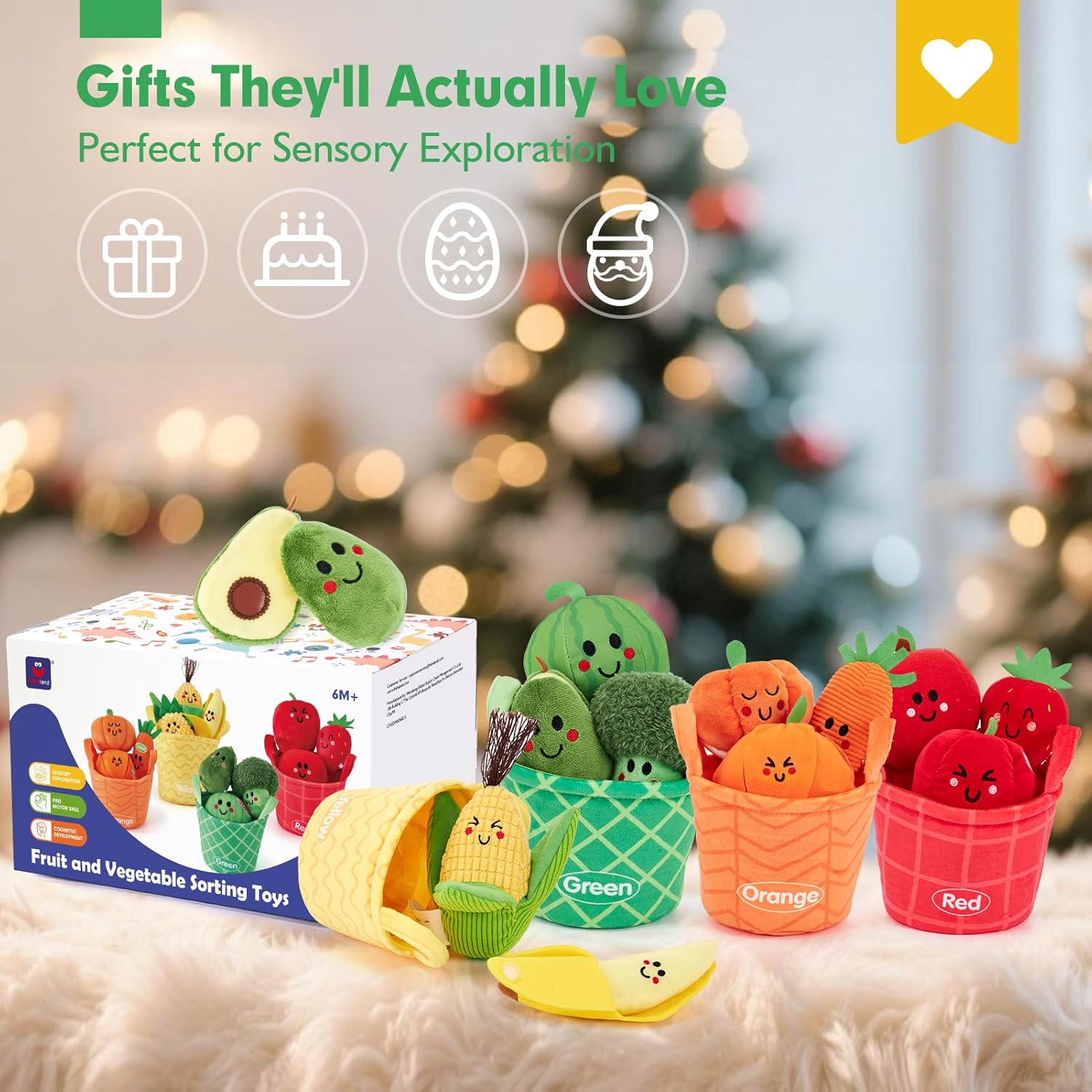 🍓 Montessori Plush Fruit Sensory Toy Set