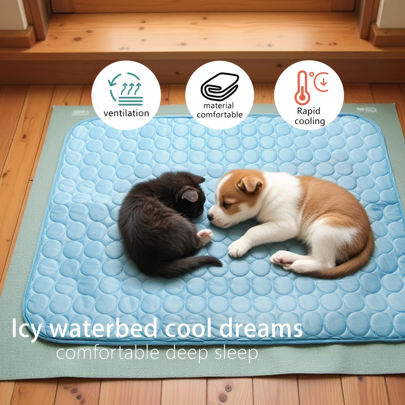 Dog Cooling Mat for Large Dogs, 40"x28" Breathable Self Cooling Crate Mat for Dogs & Cats, Portable Washable Pet Cooling Pad for Kennel, Sofa, Bed, Floor, Car Travel Indoor Outdoor Summer Use