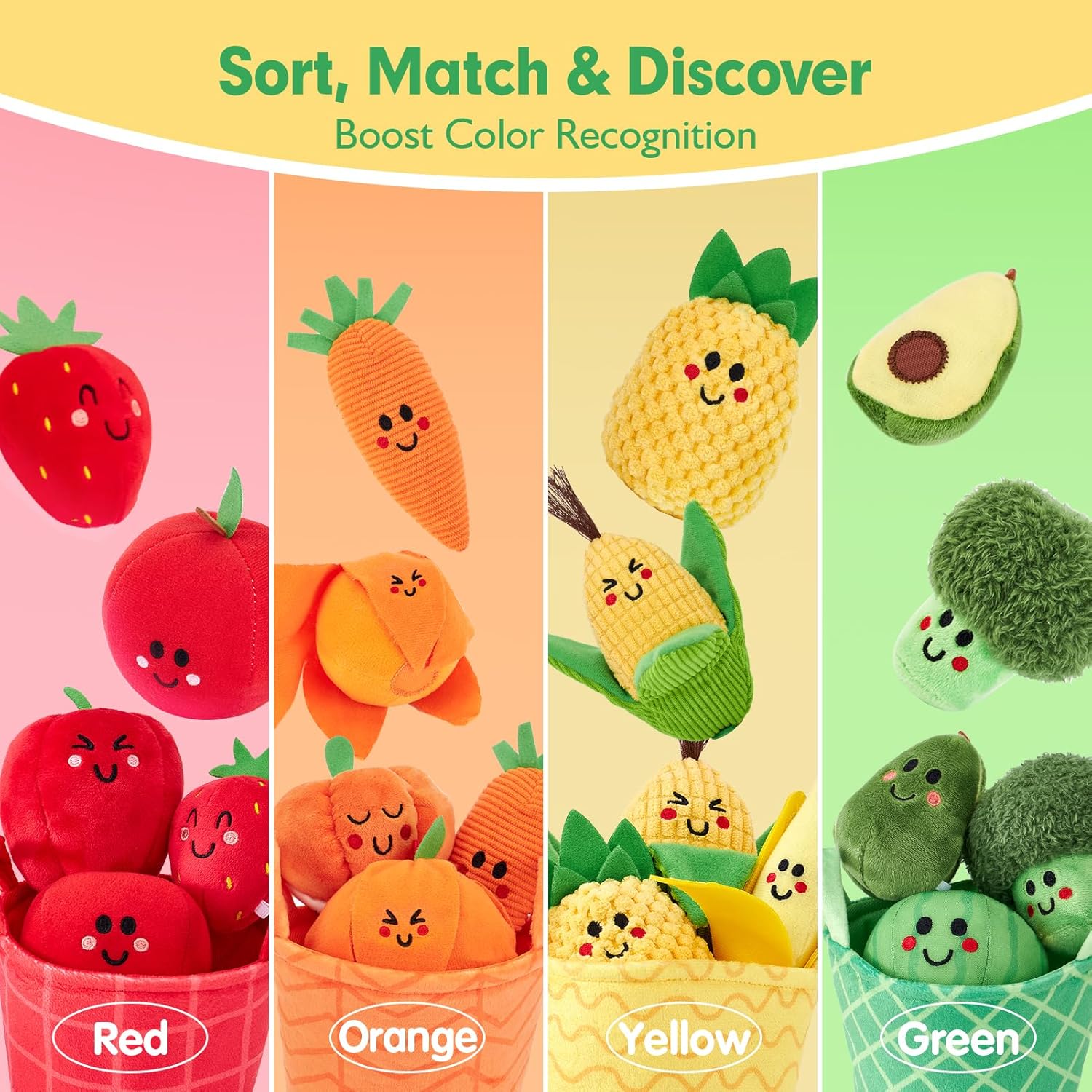 🍓 Montessori Plush Fruit Sensory Toy Set