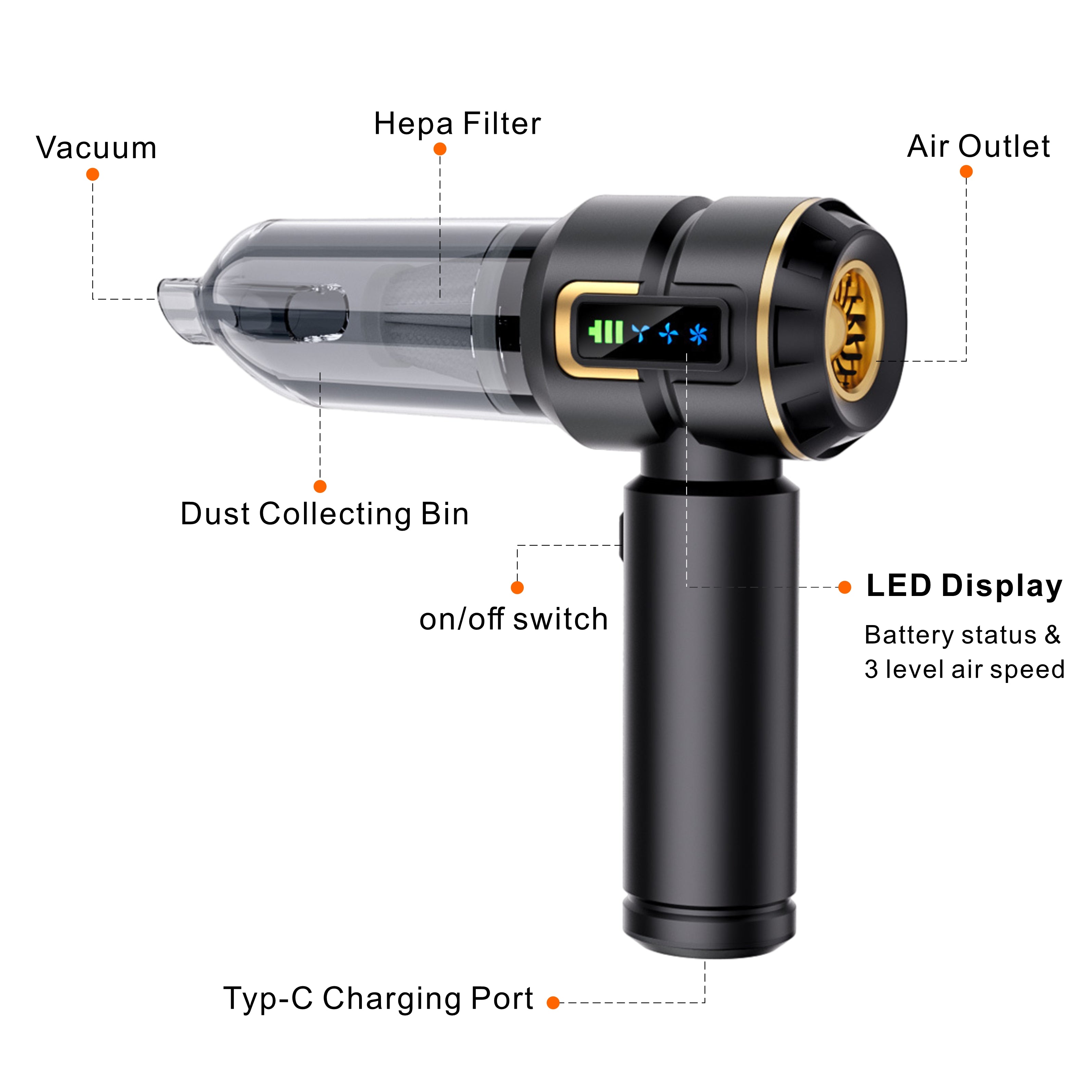Portable Handheld Vacuum Cleaner 12-in-1