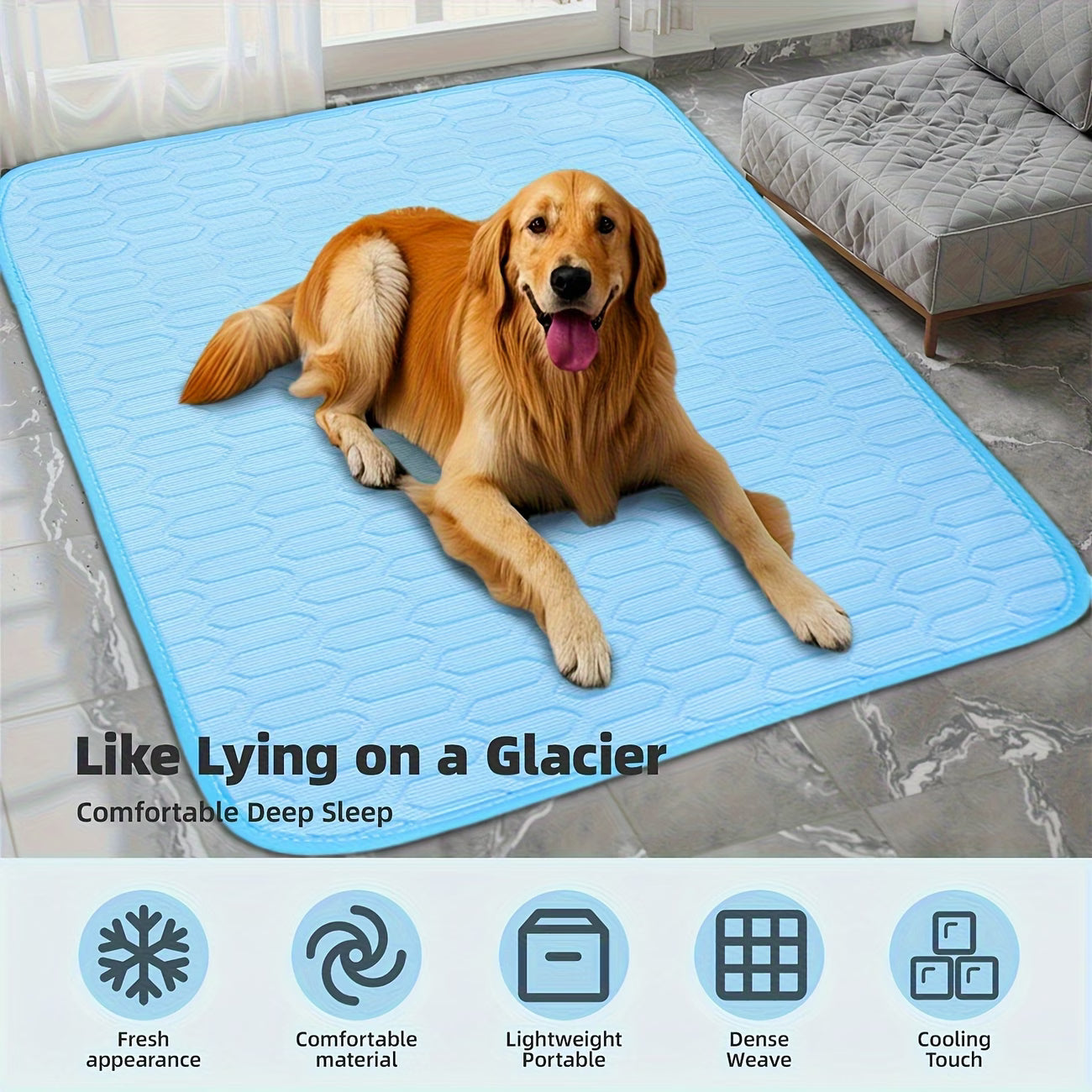 Dog Cooling Mat for Large Dogs, 40"x28" Breathable Self Cooling Crate Mat for Dogs & Cats, Portable Washable Pet Cooling Pad for Kennel, Sofa, Bed, Floor, Car Travel Indoor Outdoor Summer Use