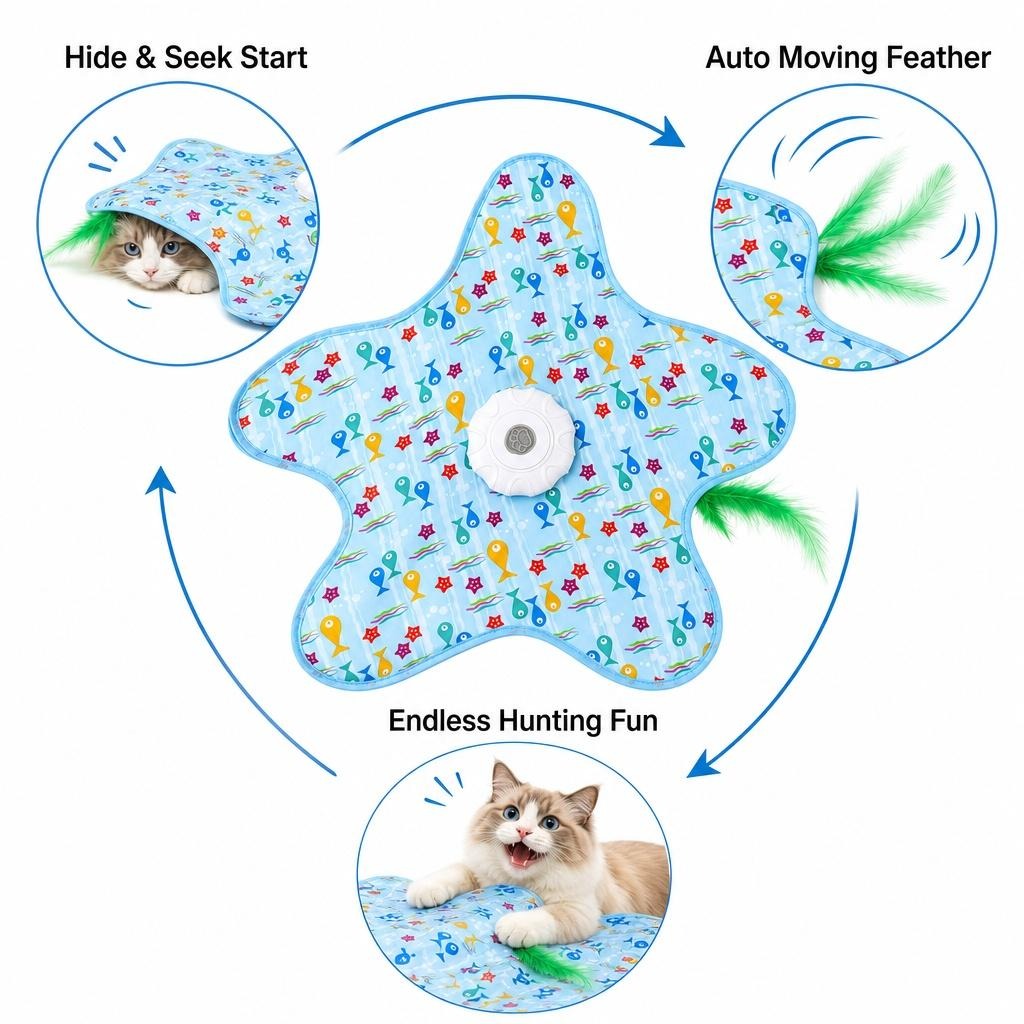 Automatic Feather Cat Toy | Interactive Moving Toy for Indoor Cats