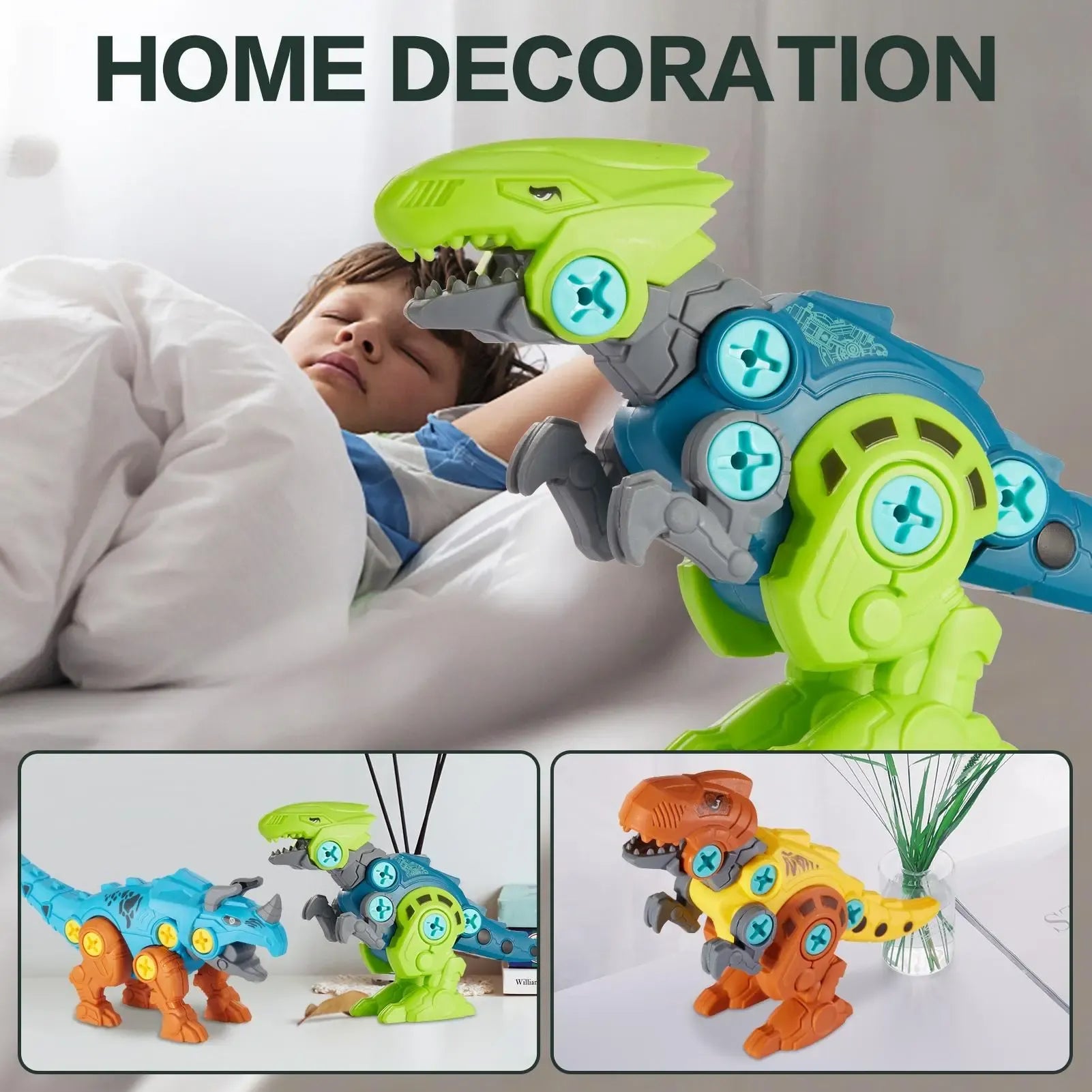Take-Apart Dinosaur Builder Set | Creative Assembly Activity Toy | Colorful Dino Construction Playset