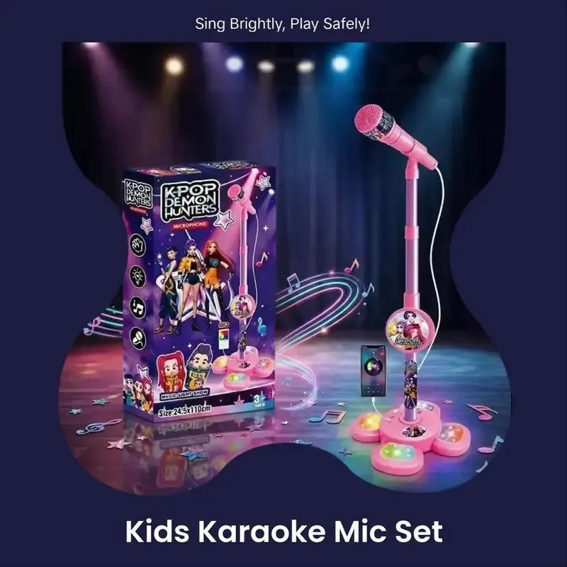Kids Karaoke Microphone Stand – Singing Machine with Lights & Music for Home Performance