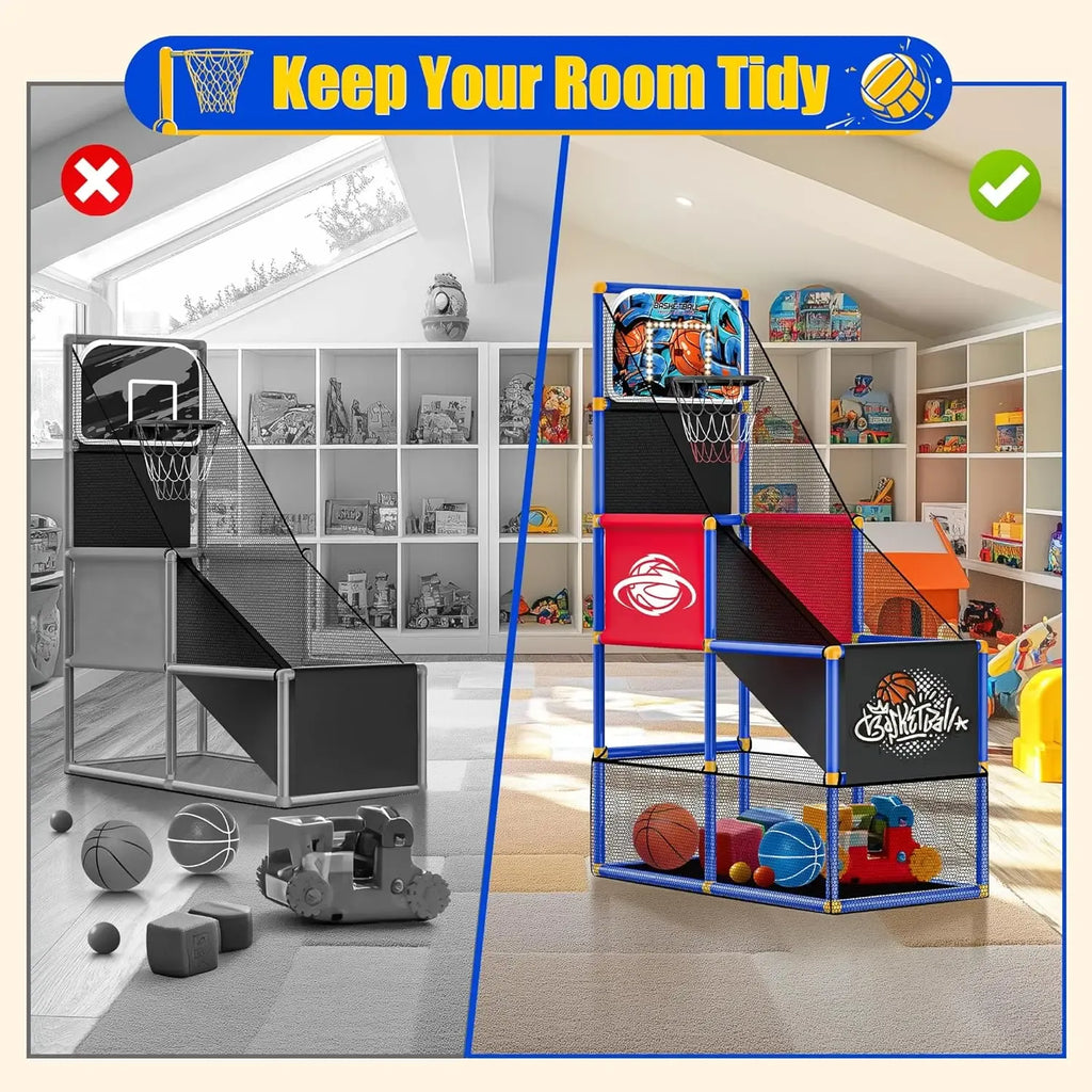 Kids Indoor Arcade Basketball Game – Interactive Scoring Hoop with Balls for Fun Competition