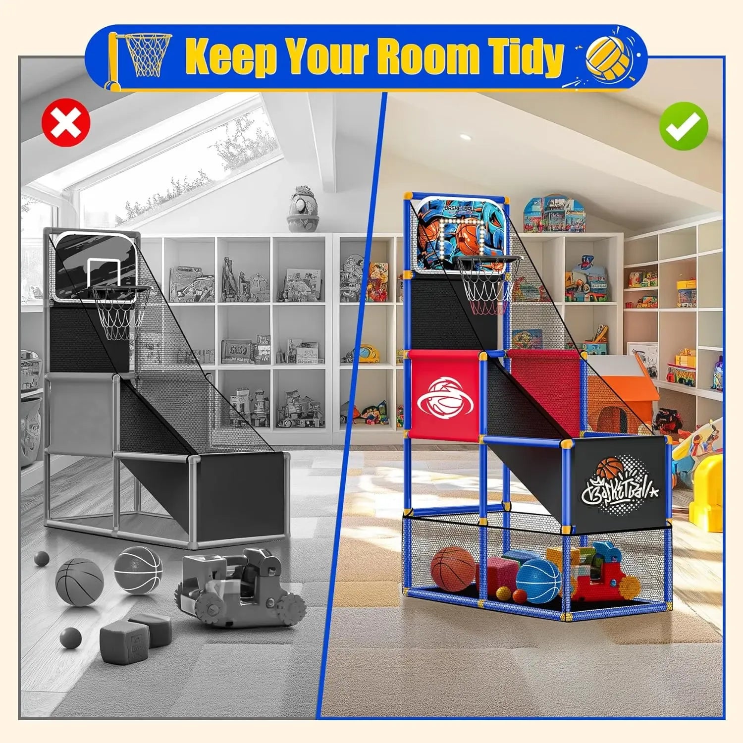 Kids Indoor Arcade Basketball Game – Interactive Scoring Hoop with Balls for Fun Competition