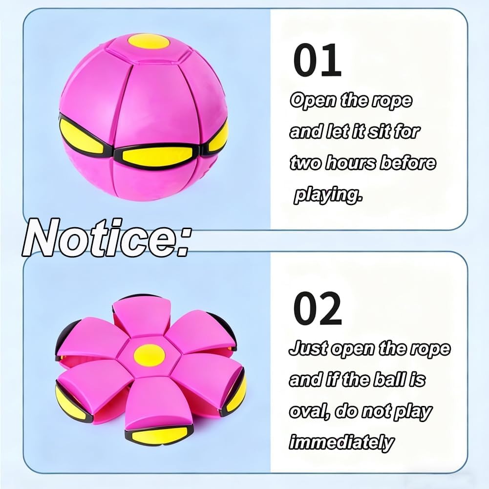 Magic Transforming Flying Ball Toy 2 in 1 LED Bounce Ball and Flying Disc for Kids
