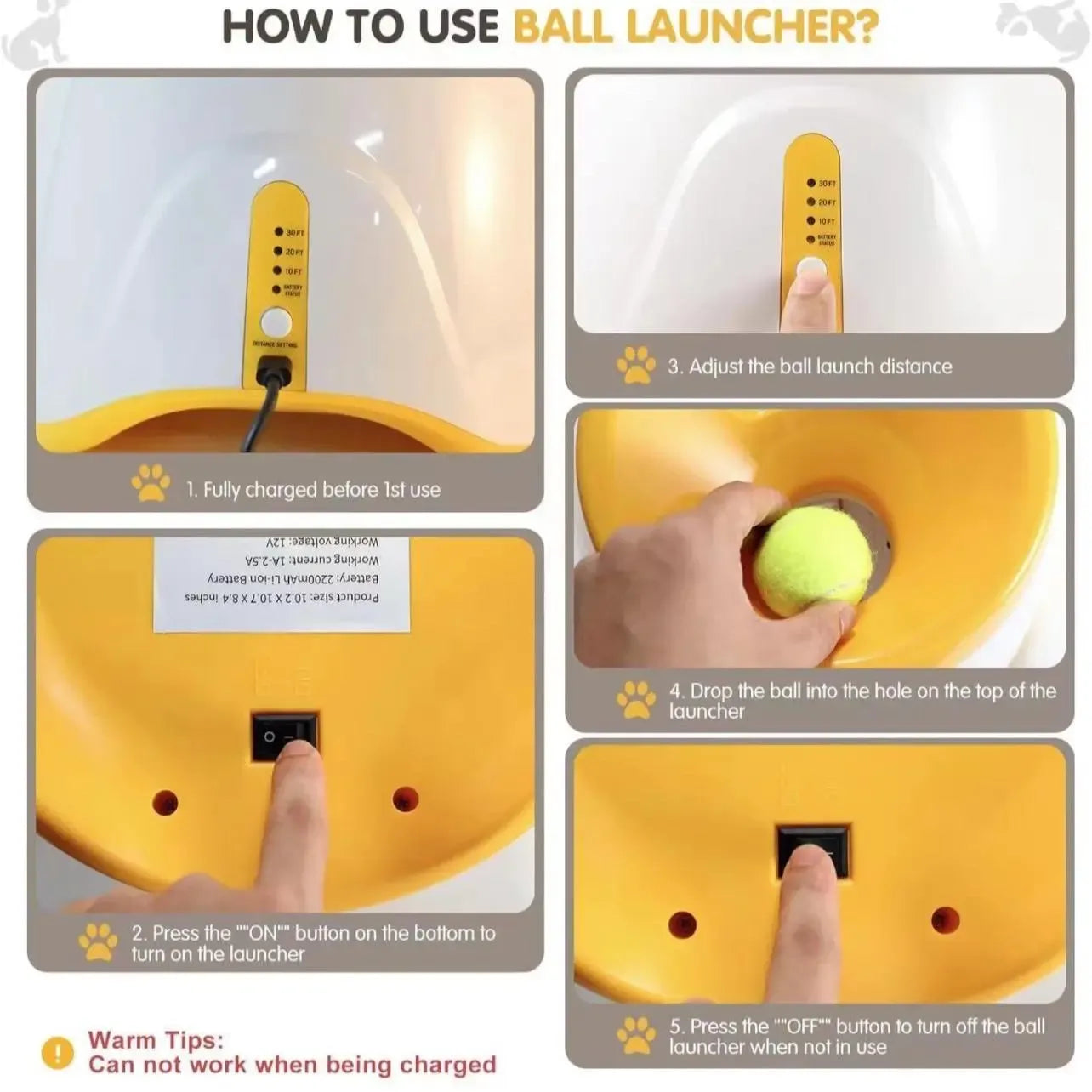 Interactive Fetch Play Machine | Adjustable Indoor | Outdoor Pet Activity Toy with 3 Tennis Balls