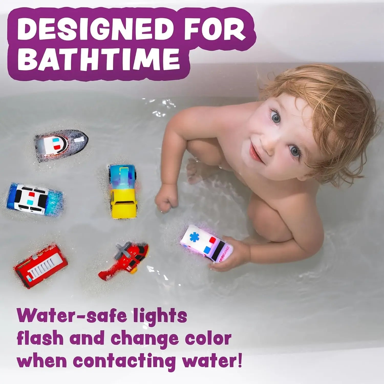 Water Play Vehicle Toy Set – Color Glow Floating Vehicle Collection for Bath & Sensory Activities (6/12 Pack)