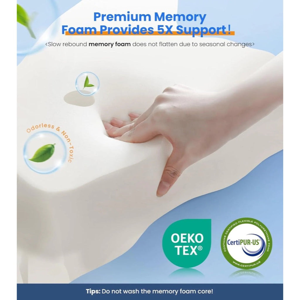 Neck Support Memory Foam Pillow | Contour Bed Pillow for Everyday Comfort