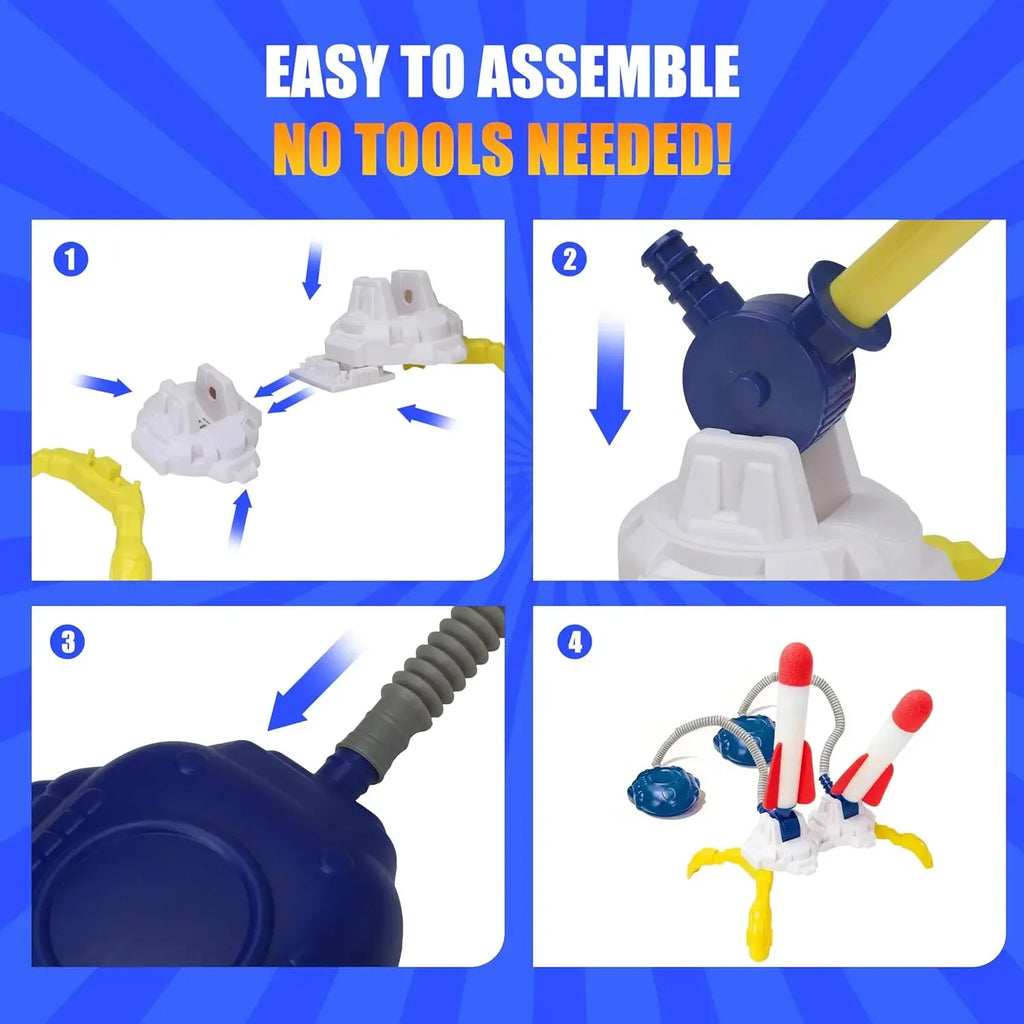 Jump Launch Rocket Set | Foam Air Rocket Activity Toy | Outdoor Running Play Game