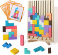 Wooden Geometric Block Puzzle Set – Educational Shape Stacking Brain Game for Kids