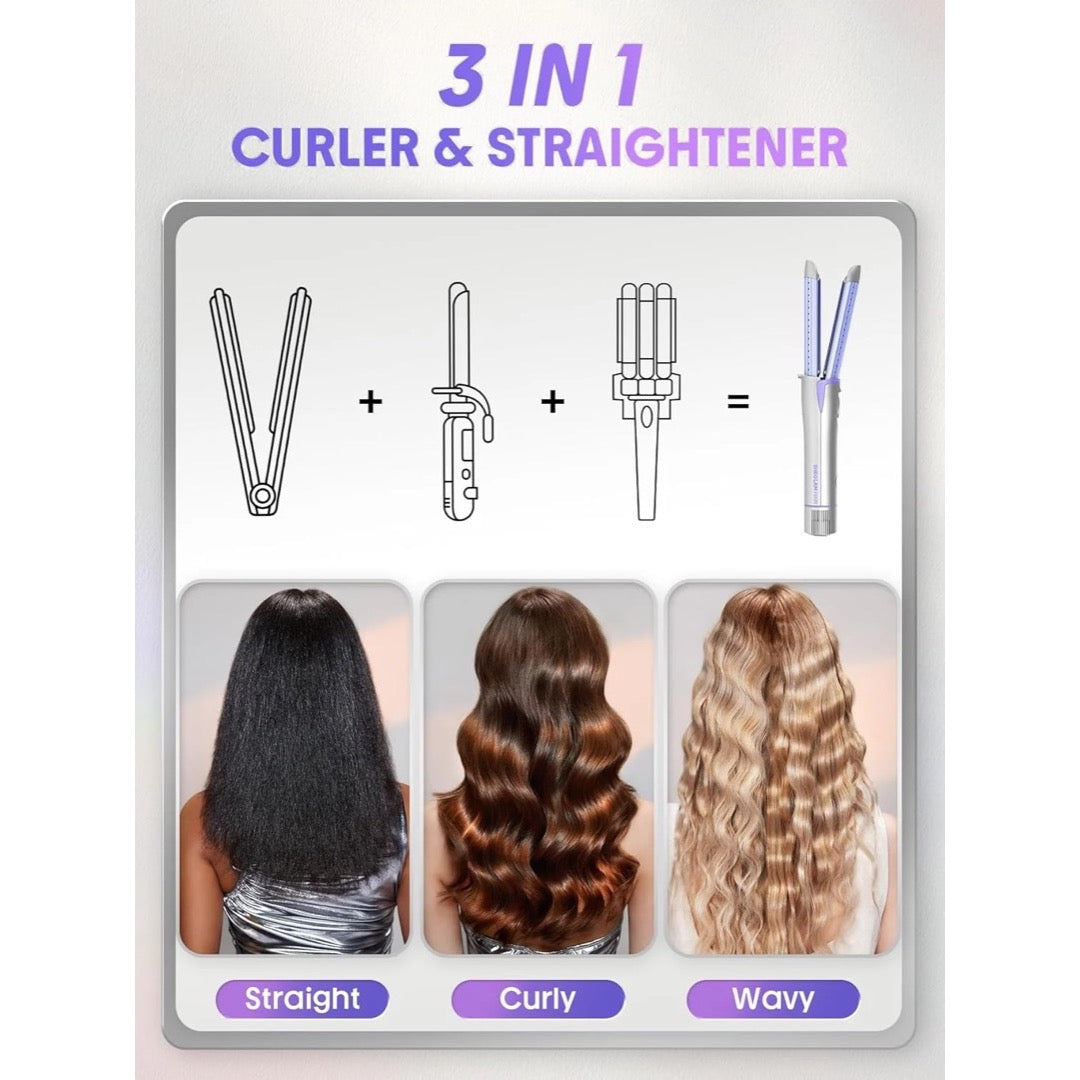 3-in-1 Curling Iron and Straightener | Cool-Air Hair Styling Tool